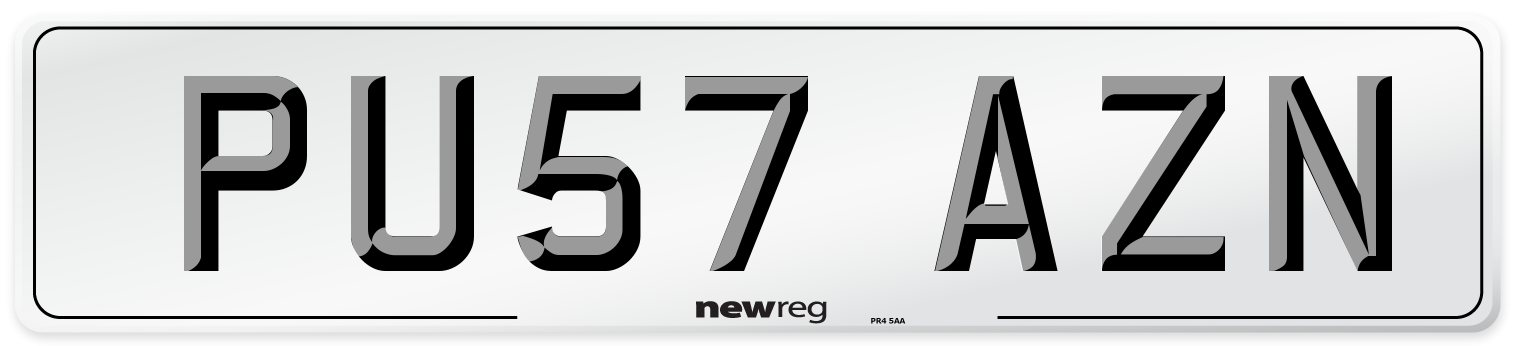 PU57 AZN Number Plate from New Reg
